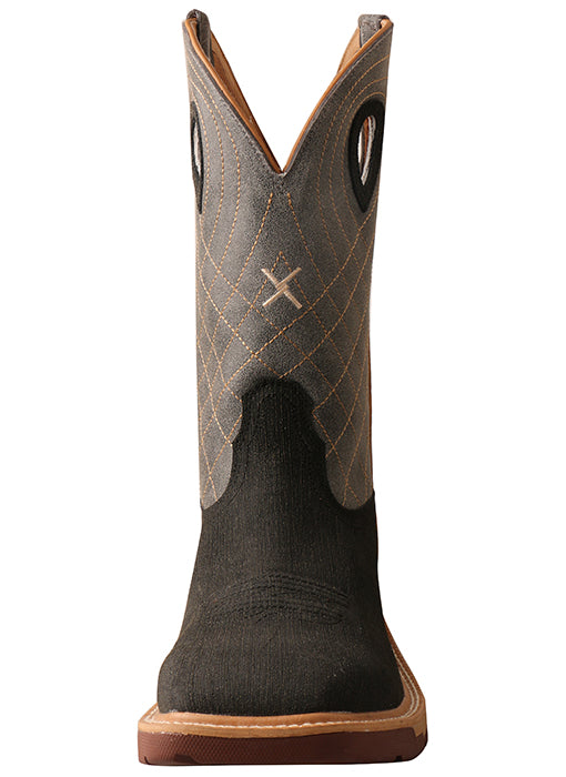 Twisted X Men's 12" Alloy Toe Western Work Boot with CellStretch-Brown/Grey