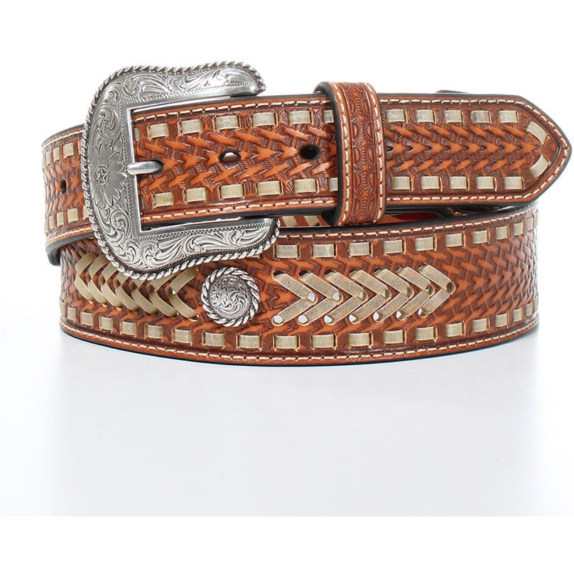 Nocona Leather Basket Weave and Laced Western Belt