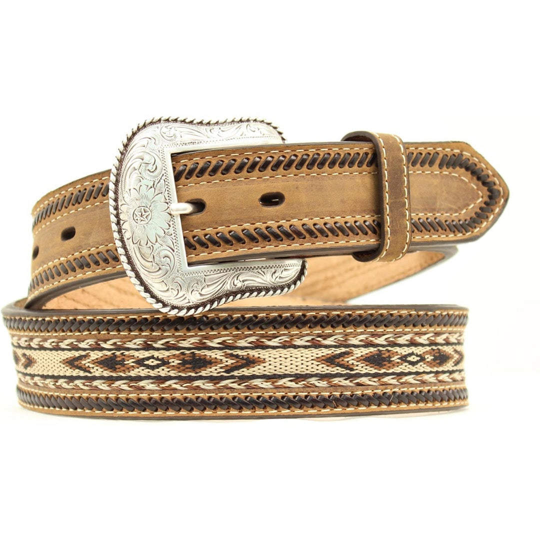 Nocona Horsehair Brown Laced Leather Belt