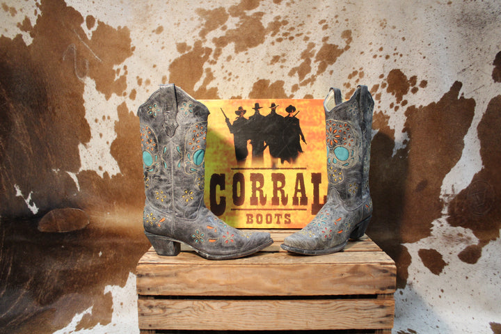 Corral Skull And Flowers R2475 Boot