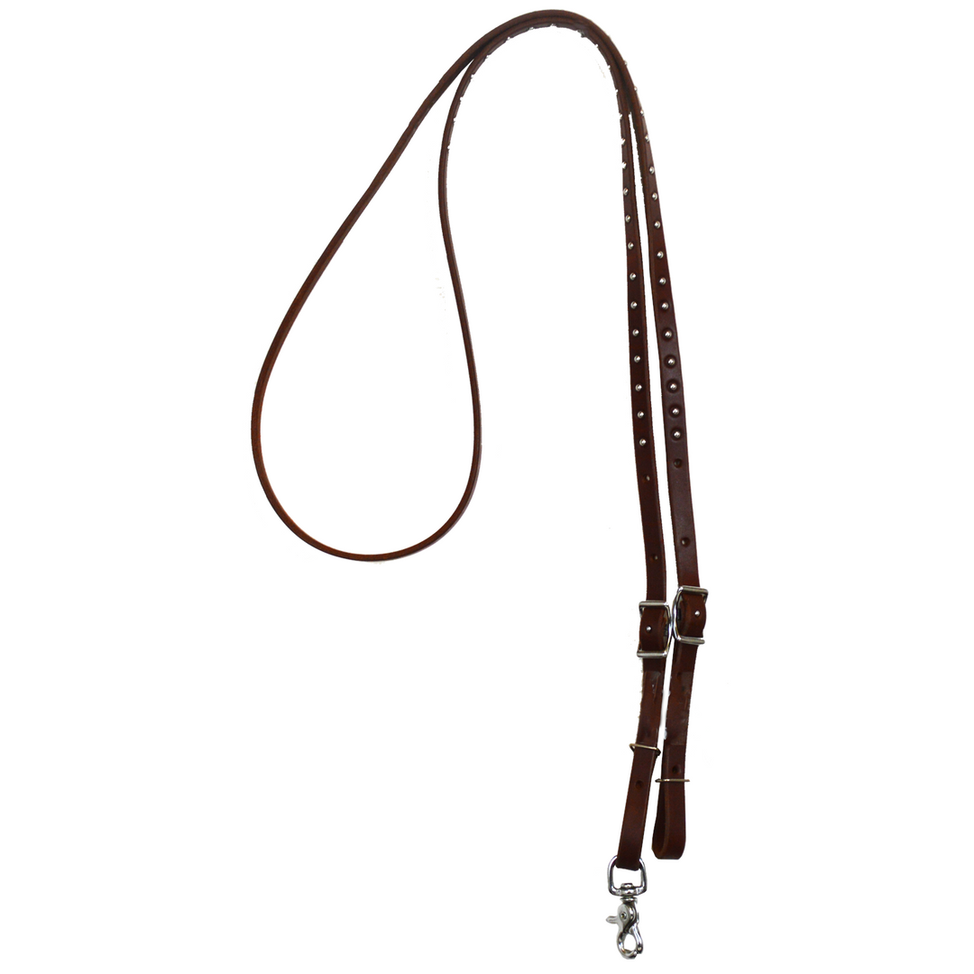 5/8" Dotted Oiled Harness Leather Adjustable Roping Rein