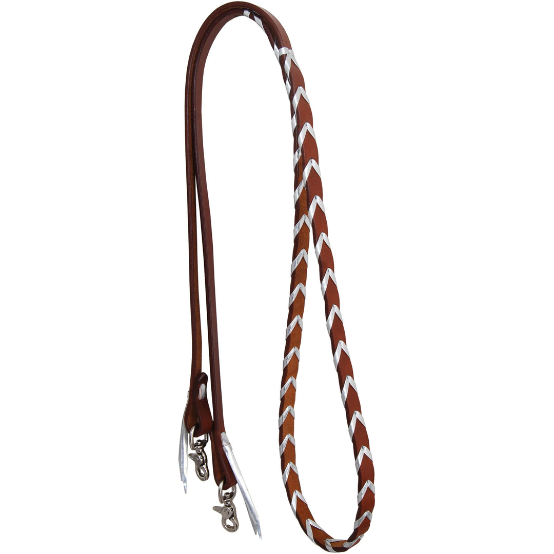 Rafter T Ranch Harness Leather Barrel Reins With Silver Platt