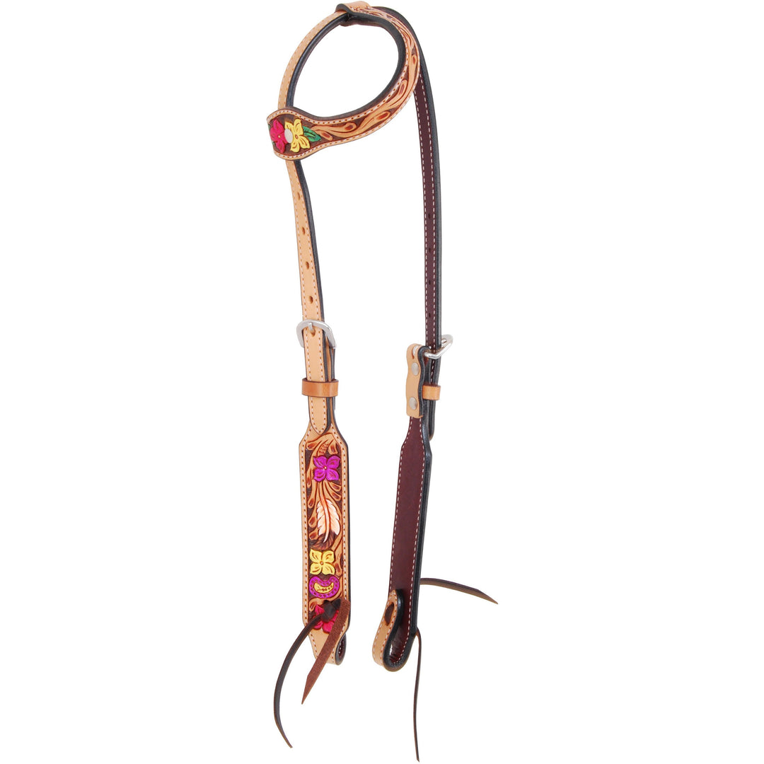 Rafter T Ranch Hand Painted Floral Single Ear Headstall
