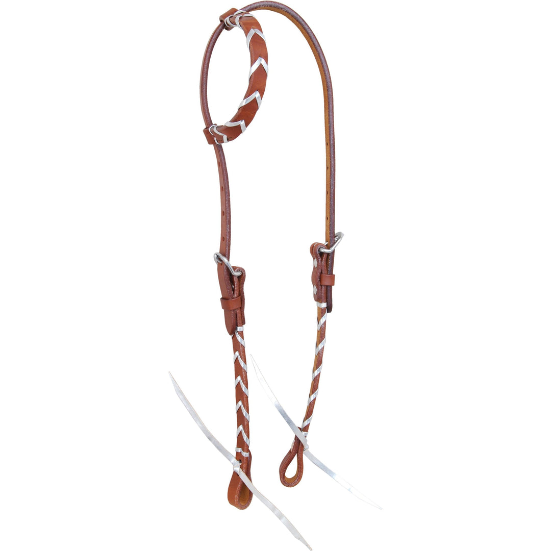 Rafter T Ranch Single Ear Headstall with Silver Plait