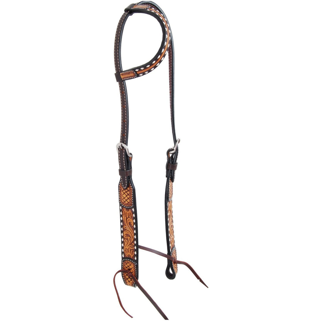Rafter T Ranch Tooled Sunflower Collection Single Ear Headstall