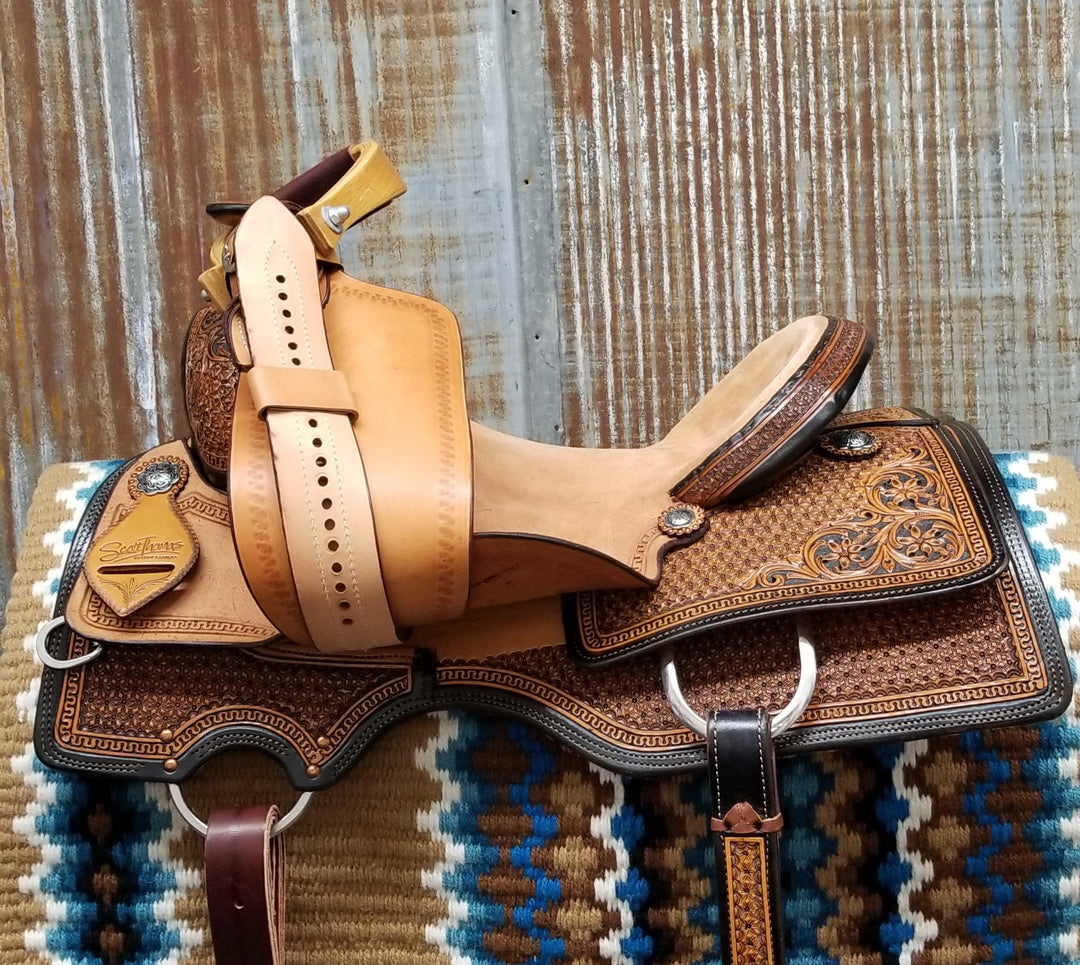 Scott Thomas Ranch Cutter Antiqued Natural Leather Saddle