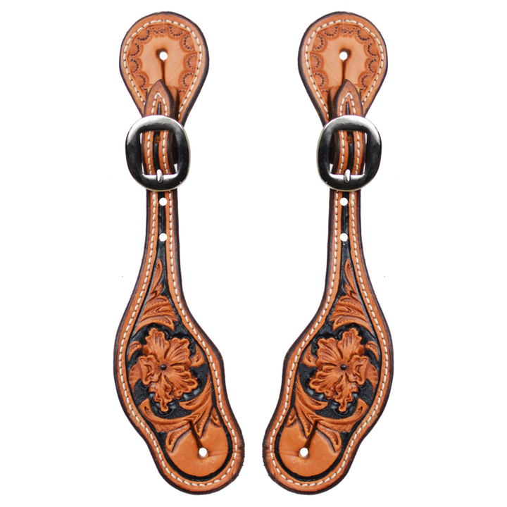 Ladies Painted Floral Tooled Spur Strap