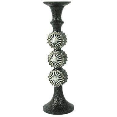 Faux Metal with Conchos Pillar Candle Holder