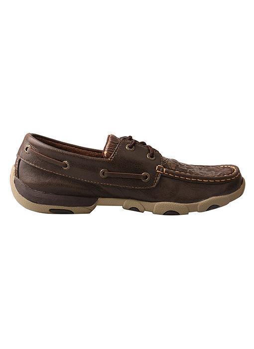 Twisted X Women’s Driving Moccasins – Brown/Emboss Flower - West 20 Saddle Co.