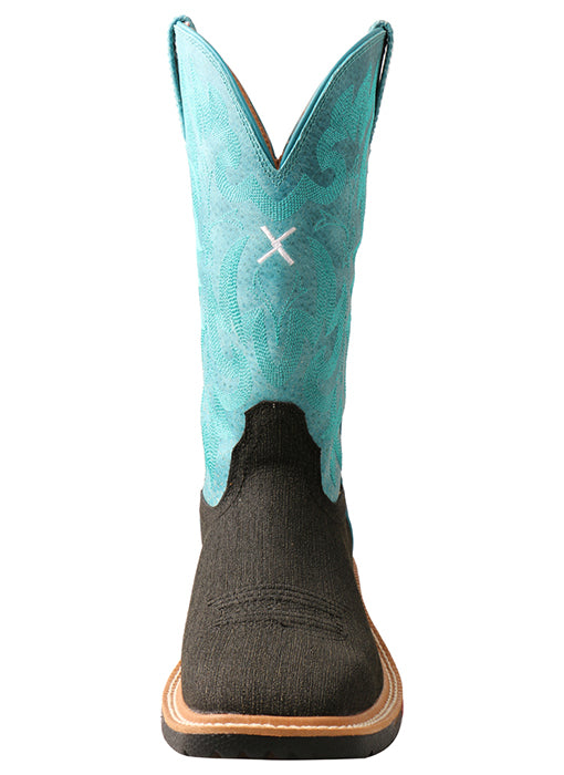 Twisted X Women's Lite Western Work Boot with CellStretch-Charcoal/Turquoise