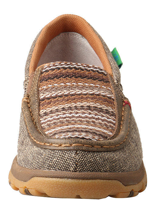 Twisted X Womens Slip-On Driving Moccasins with CellStretch-Khaki/Grey Multi