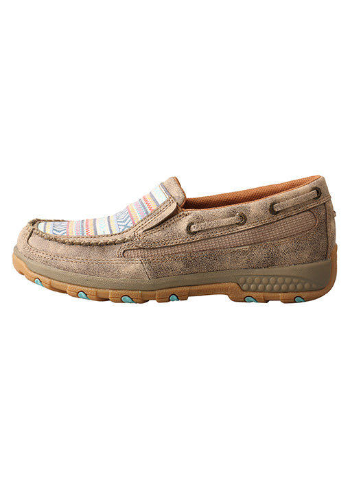 Twisted X Women's Boat Shoe Driving Moc with CellStretch-Dusty Tan/Multi