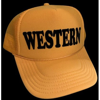 Rodeo Hippie Western Flock in Black Mustard Trucker Hat