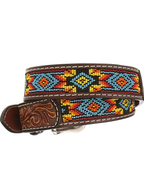 Twisted X Aztec Beaded Leather Belt