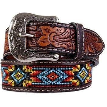 Twisted X Aztec Beaded Leather Belt