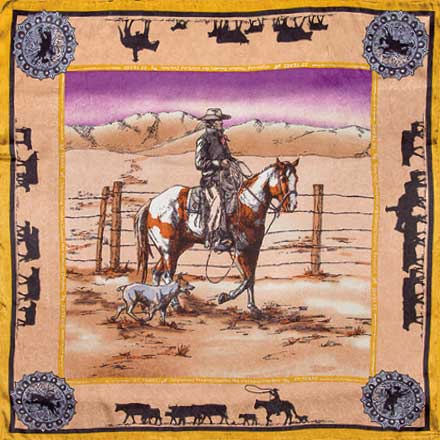 Wyoming Traders Limited Edition Anniversary Paint Tan Silk Scarf