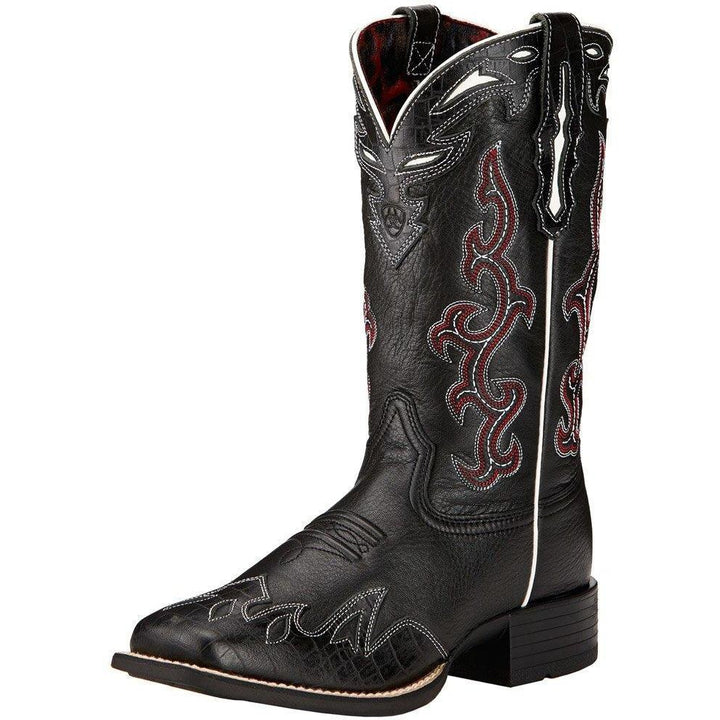 Ariat Women's Sidekick Western Boot-Black Deertan/Black Empire Alligator