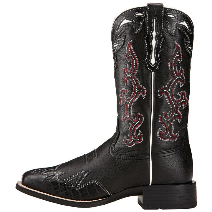 Ariat Women's Sidekick Western Boot-Black Deertan/Black Empire Alligator