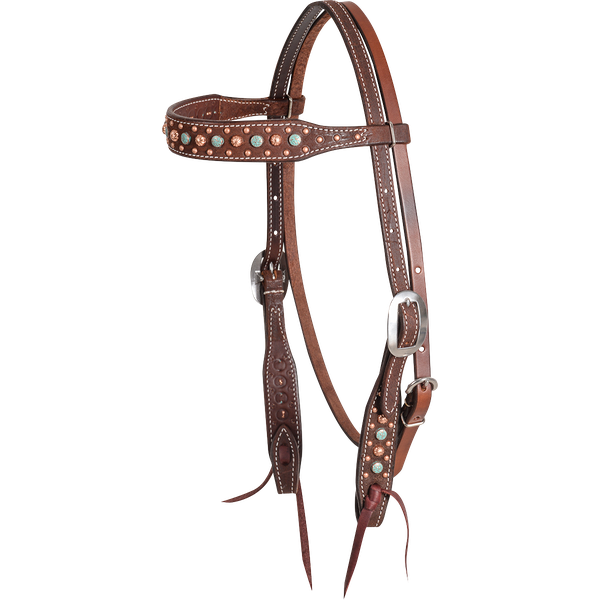 Martin Chocolate Floral Spot Browband Headstall