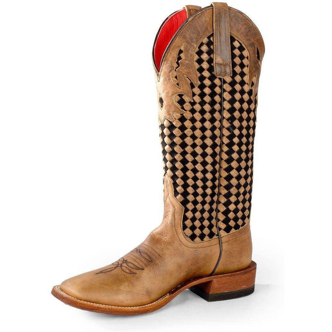 Macie Bean Western Boots Womens German Chocolate Weave Tan Black M9075