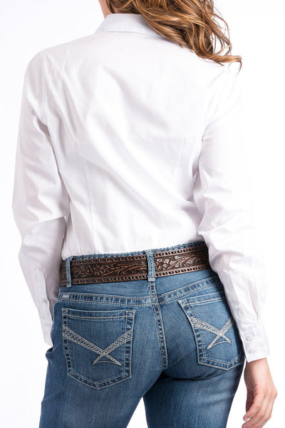 Cinch Ladies White Arena Fit Button Up Shirt - West 20 Saddle Co.