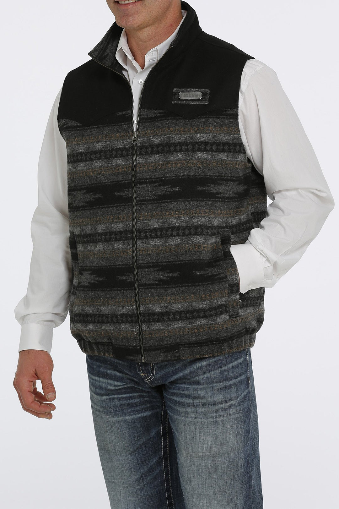 Cinch Men's Black and Gray Wooly Concealed Carry Vest