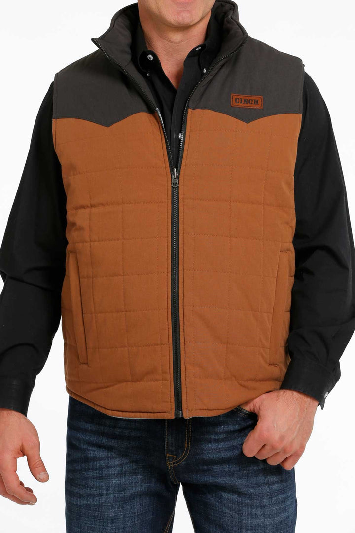 Cinch Men's Brown Quilted Reversible Vest