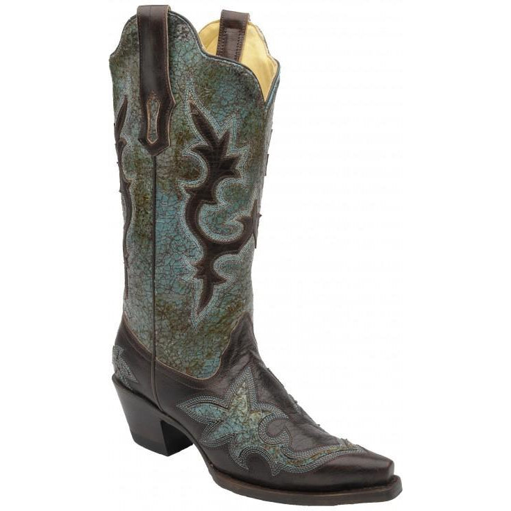 Corral Boots LD Turquoise-Green/Chocolate Patch R1178 - West 20 Saddle Co.