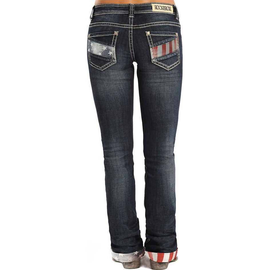 Panhandle Slim Mid Rise Rock&Roll Cowgirl- Stars and Stripes Boyfriend Jean - West 20 Saddle Co.