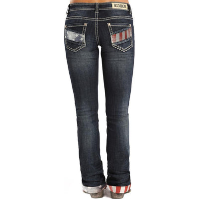 Panhandle Slim Mid Rise Rock&Roll Cowgirl- Stars and Stripes Boyfriend Jean - West 20 Saddle Co.